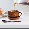 Japanese-style Jujube Wood Coffee Cup Three-piece Set Solid Wood Bowl Cup Wooden Milk Cup with Handle Can Be Printed with Logo