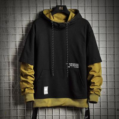 Patchwork Hoodie Men High Street Harajuku Hooded Sweatshirts Mens Letter Print Hoodies Streetwear Hip Hop Pullover Hoodie