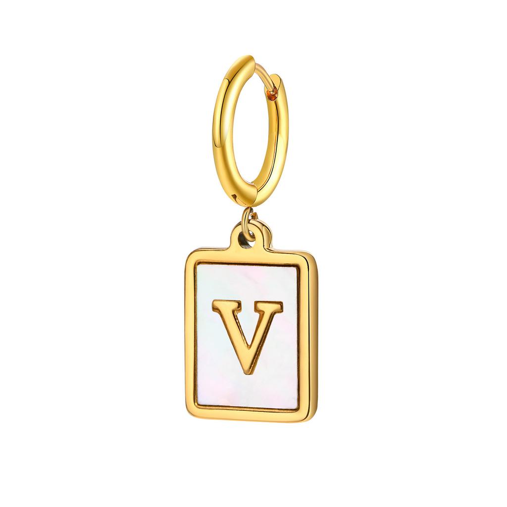26 Letter Earrings Diy Stainless Steel Shell Letter C Earrings Gold Women'S Earrings, Jewelry Ed-637