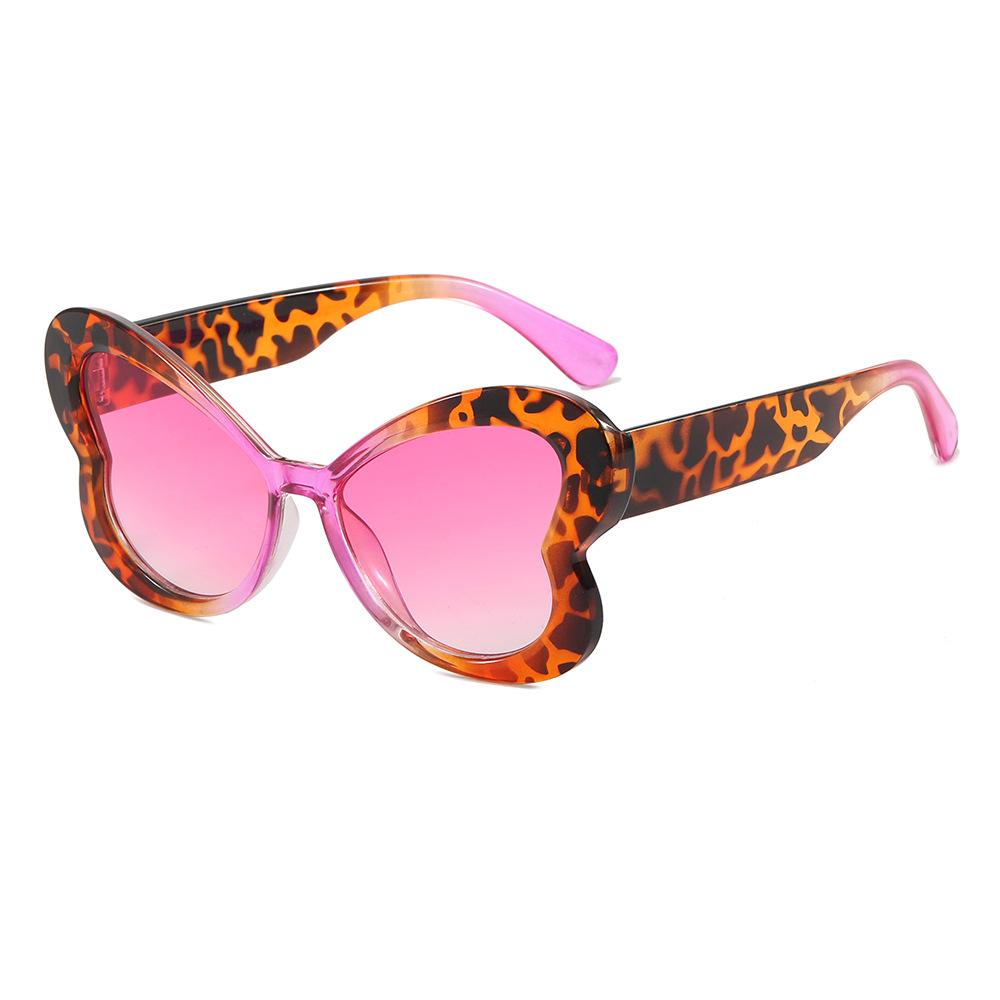 

New Vintage Leopard Print Gradient Butterfly Women Sunglasses Brand Candy Color Trend Punk Design Men Casual Glasses UV400 as picture