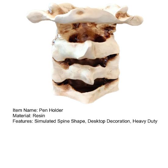 Simulated Spine Pen Holder Vertebral Column Resin Stationery Pencil Stand Organizer Container Home Office Desktop Decoration Ornament