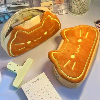 Kawaii Cat Student Stationery Bag Portable Large Capacity Fluffy Pen Case Stationery Storage Bag For School Office Accessories