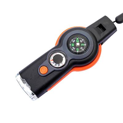 7 In 1 Multi Function Outdoor Whistle Compass Thermometer LED Light Mirror Magnifying Glass Outdoor