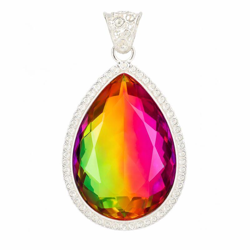 

115 Ct Lab Bi-Color Pear Gems Pendant Brazilian Certified 925 Sterling Silver 54.5 mm approx різнокольоровий