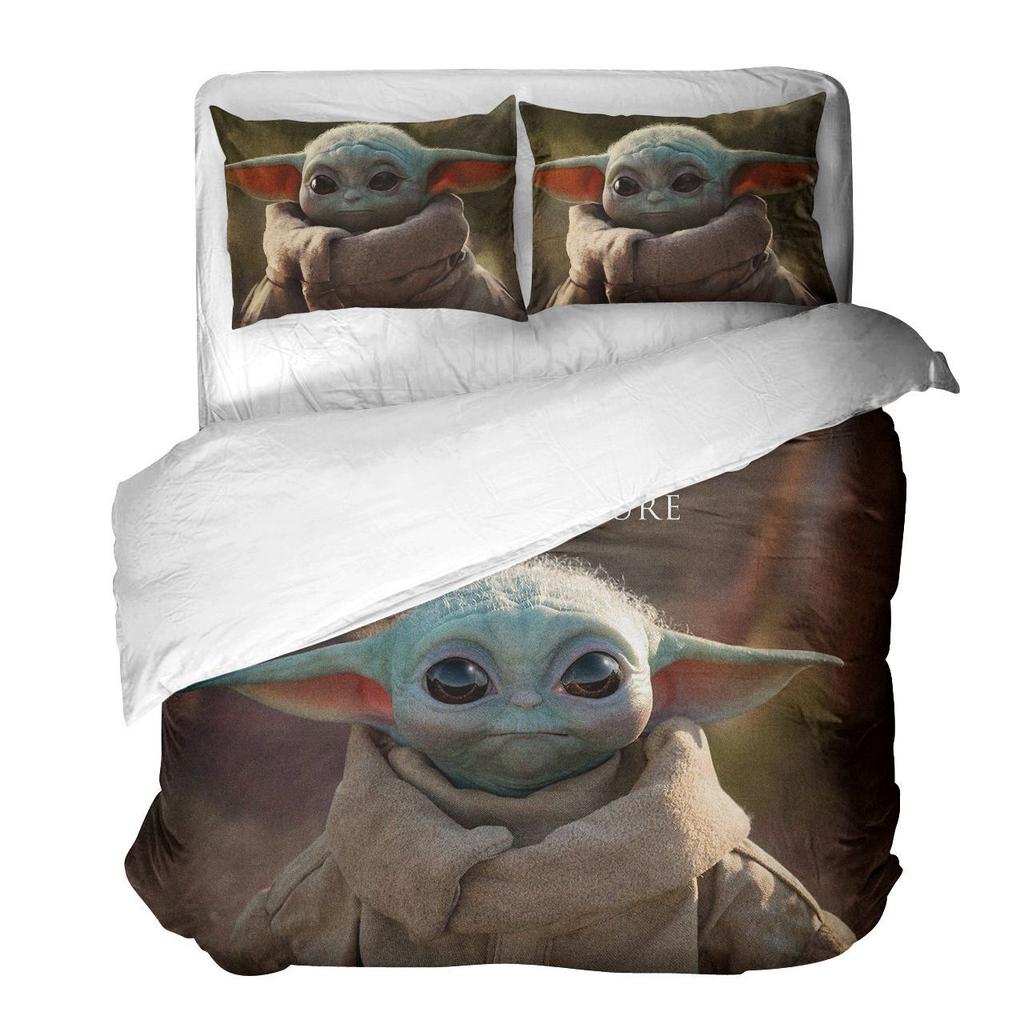 Star Wars Baby Yoda Trzyczęściowy Zestaw Pościeli z Nadrukiem Cyfrowym 3D