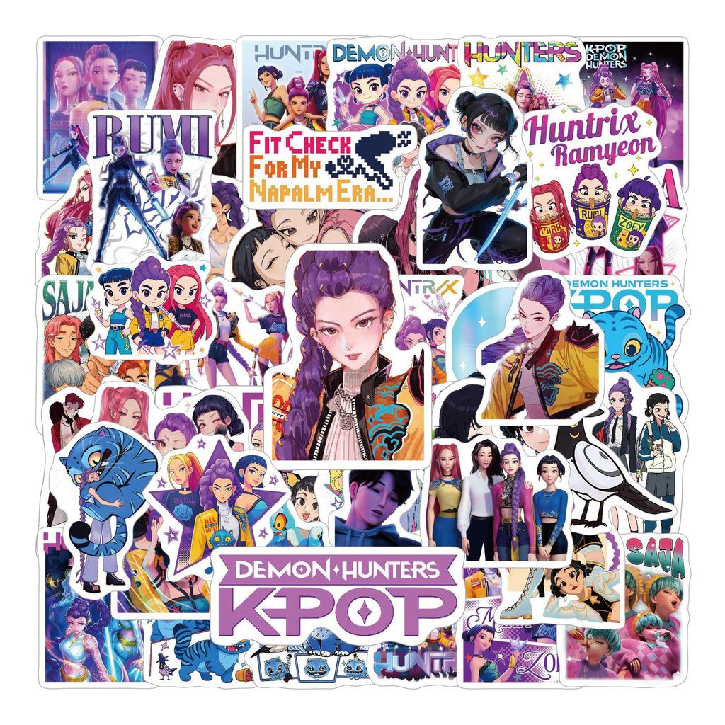 60 Sheets KPOP Devil Hunter Halloween Stickers - Glossy Cartoon Korean Stickers for Bookbags