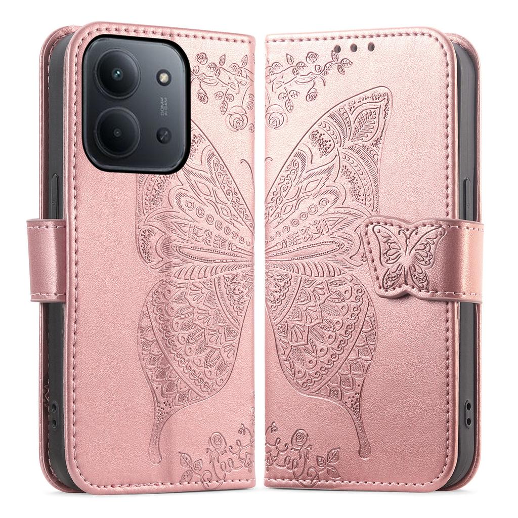 Phone Case For Xiaomi Poco C85 4G (173mm) / Redmi 15C 4G (EU) (173mm) / 15C 5G (EU) (173mm) with Strap Butterfly Pattern PU Leather Wallet Phone Cover