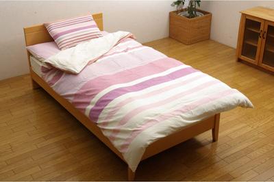 IKEHIKO Washable Duvet Cover, Striped Pattern, Made with Indian Cotton, "Colon NSK" Duvet Cover, Pink, Double, Approx. 190 X 210 Cm