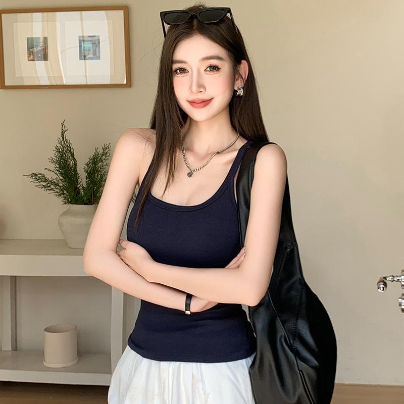 

Топ на подтяжках Spice Girl Женский летний сексуальный облегающий топ без рукавов с завязками и нагрудными подушечками S is suitable for 80-47.5 kg темно-синий