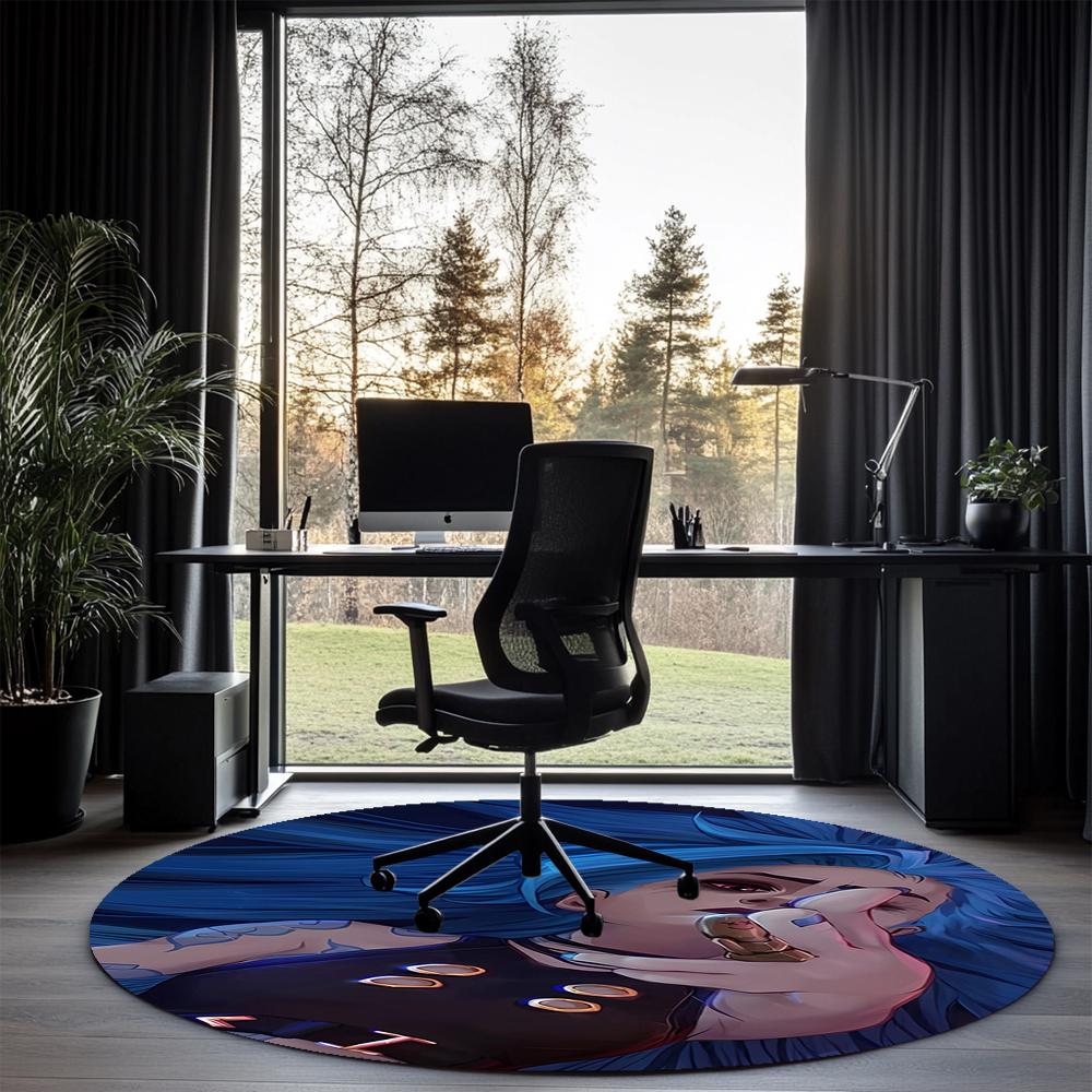 Jinx Printed Round Rug Carpet Chair Rug Area Rug Entryway Doormats,for Office Chair Living Room Bedroom Kitchen Room.
