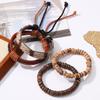 Simple Retro Suit Bracelet DIY Woven Cowhide Bracelet Coconut Shell Bracelet Men's Hemp Rope Genuine Leather Bracelet