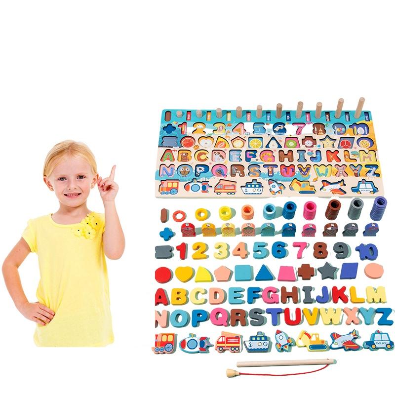 Montessori Early Education Wooden Traffic Counting Board Large Size Cognitive Math Toy For Children