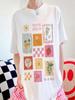 Summer Vacation Sweet Printed Pattern Top T-Shirt Round Neck Women's Street Kawaii Top Basic Casual Versatile White T-Shirt