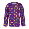 Women's Mardi Gras Print Long Sleeve Knit Cardigan Button Jacket