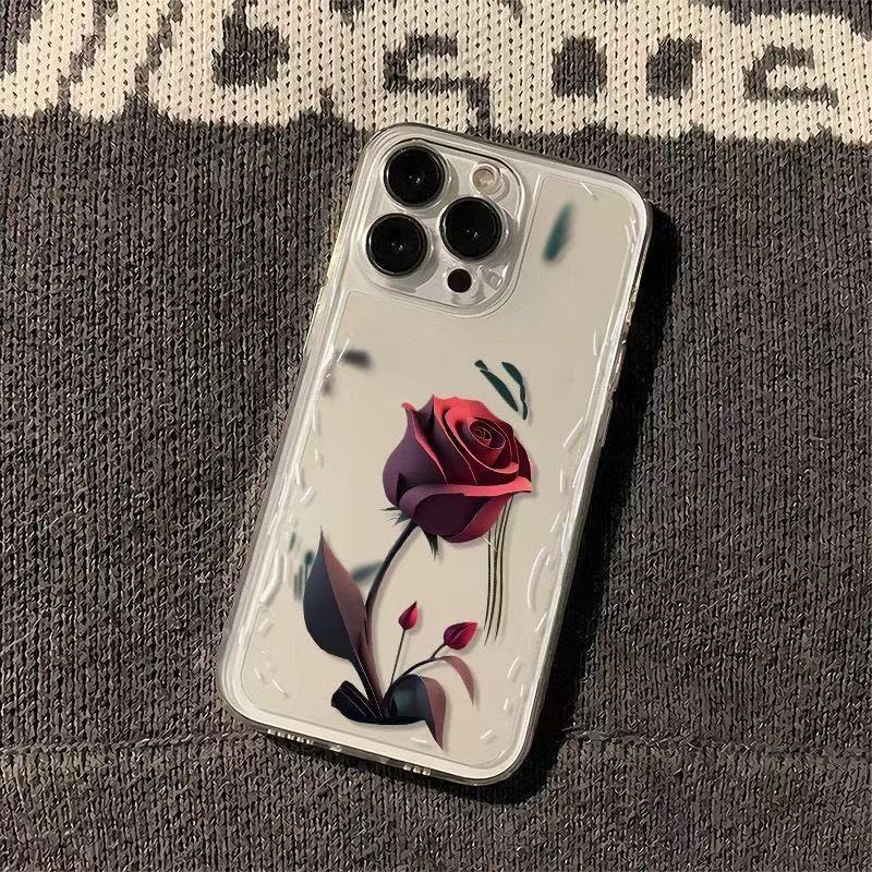 Curve rose for iphone17promax mobile phone case apple 16/14 pro Japan and Korea 13/12/15 women