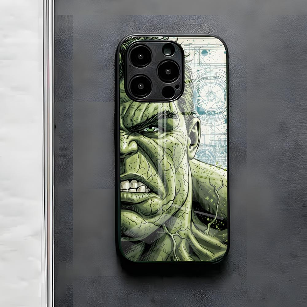 Superhero H-Hulk Phone Case For IPhone 17 Air 16 E Pro Max 15 14 13 Mini 12 Pro 11 Max Plus Black Glass Cover