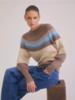European & American Retro Patchwork Knit Sweater - Autumn/Winter, Round Neck, Long Sleeve