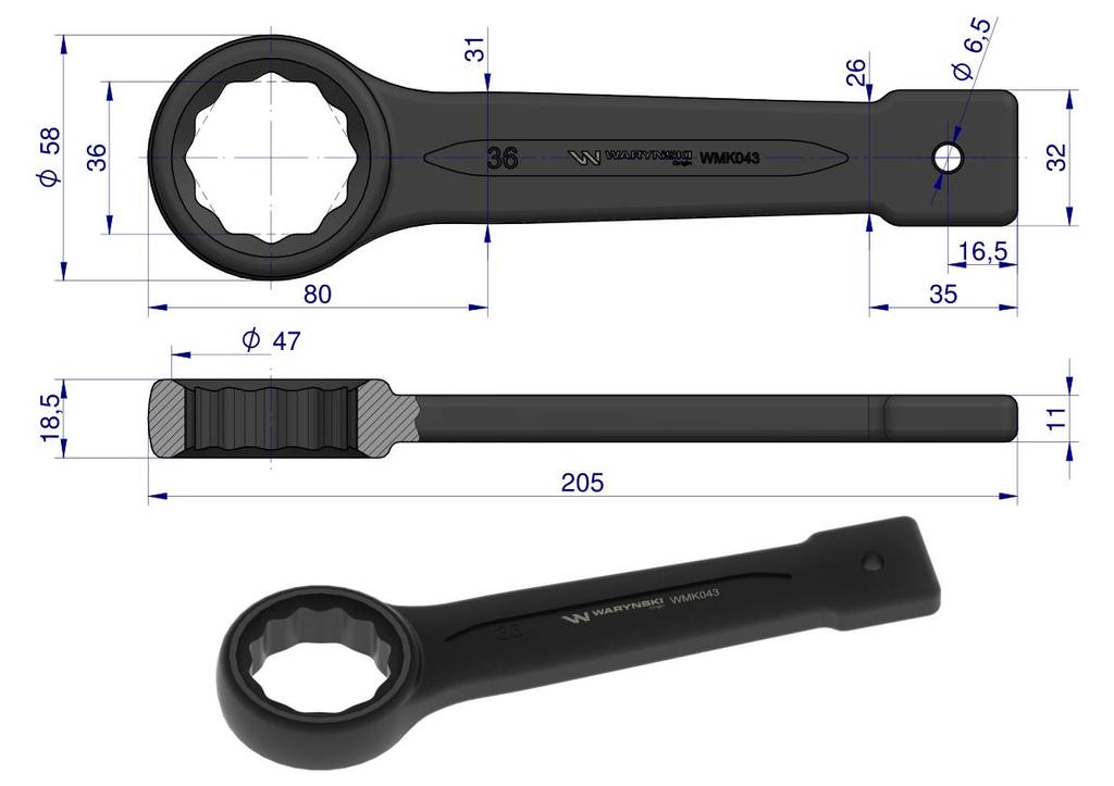 Waryński 36 ring spanner
