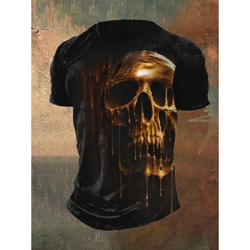 Vintage Men's T-shirts Dark Skull Graphic 3D Printed T Shirts Men Women Hip Hop Short Sleeve O-Neck Tee Loose Casual Street Tops