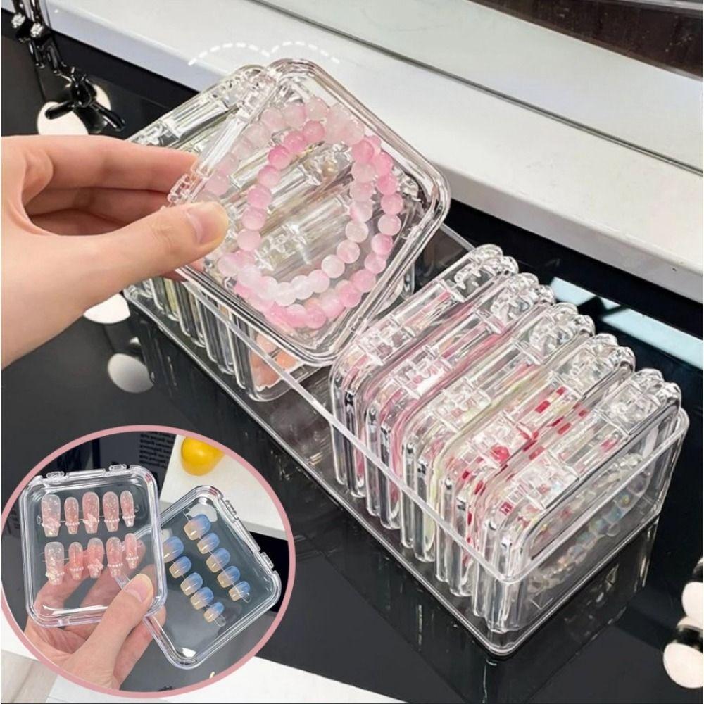 Acrylic Fake Nail Storage Box Multi-functional Jewelry Organizer Holder  Packaging