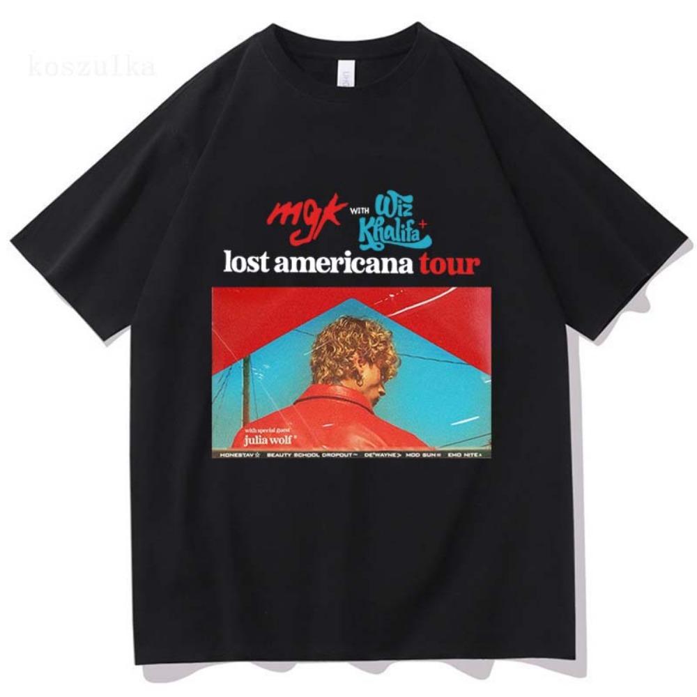 MGK Lost Americana Tour T-shirt Machine Gun Kelly Singer Graphic Tshirt Cotton Short Sleeve Men Women T Shirt Streetwear