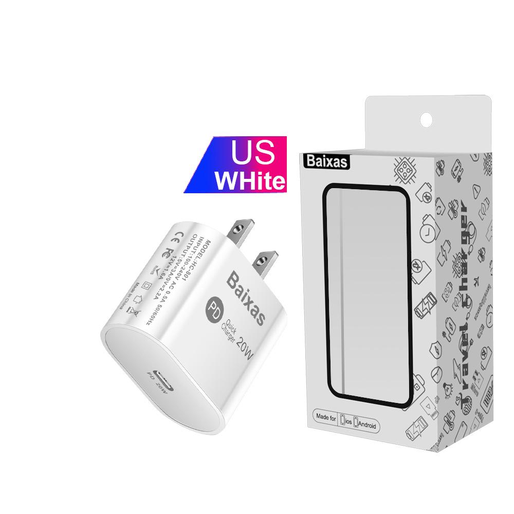 20W PD Fast Charger with EU/US/UK Plug - Single Port