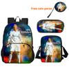 Ronaldo 3Pcs Set Backpack Sport Shoulder Bag Pencil Case Cr Backpack Football Star Book Bags For Boys Girls Best Gift