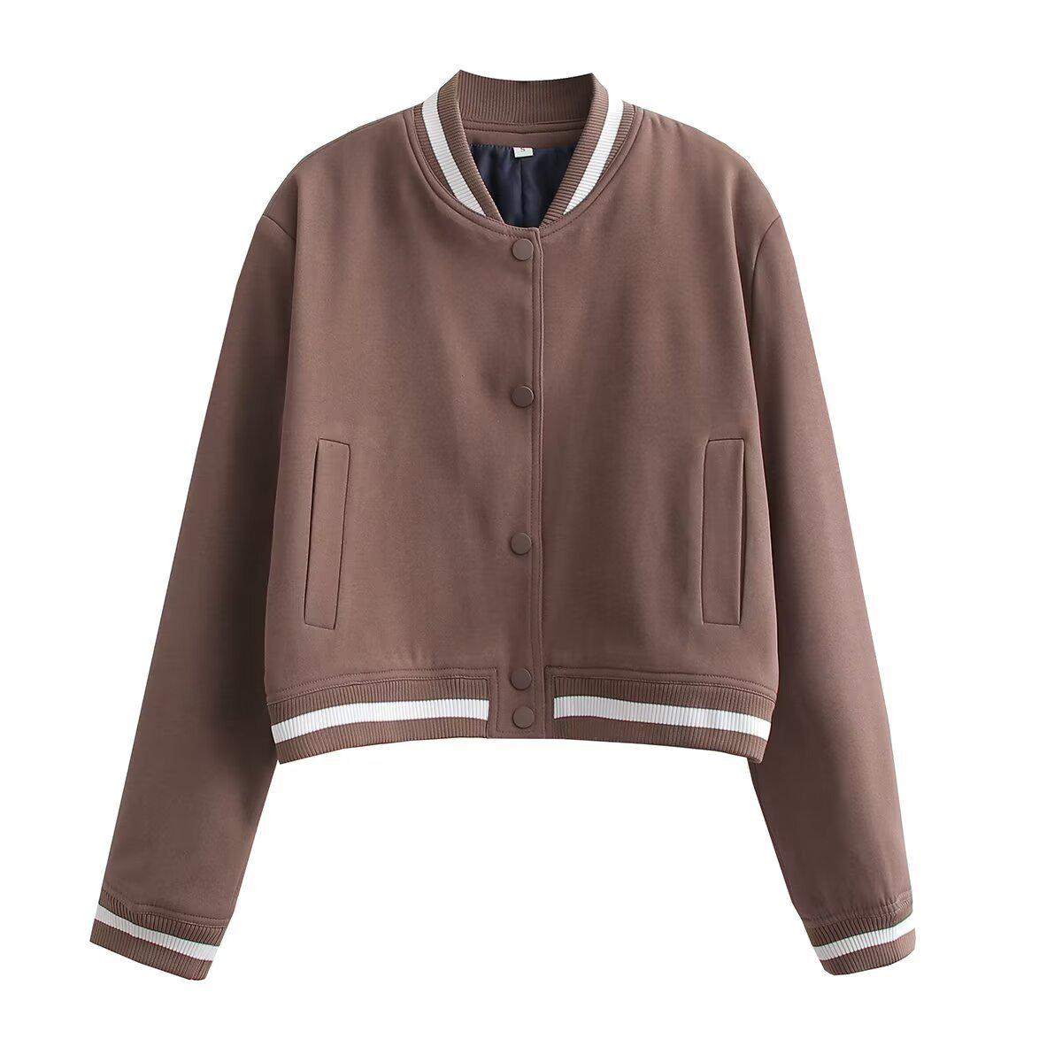

European and American Women s Casual Long-Sleeve Baseball Jacket S верблюд