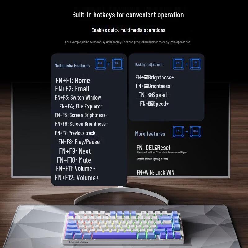 Lenovo GK10 80W Tri-Mode RGB Hot-Swappable Mechanical Keyboard