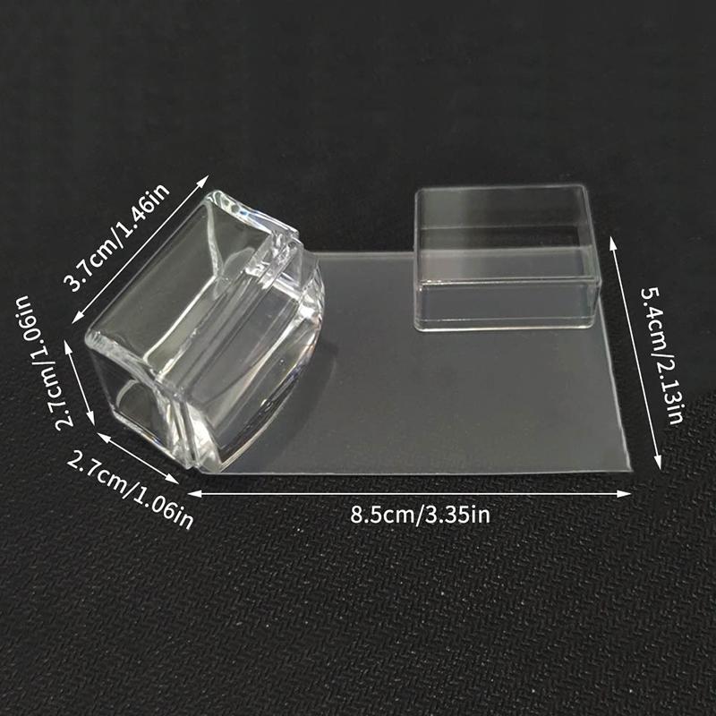 

1Pc Transparent Rectangle Nail Art Stamper With Scraper Silicone Head Transfer Tool Fast Clear Jelly French Stamping Manicure