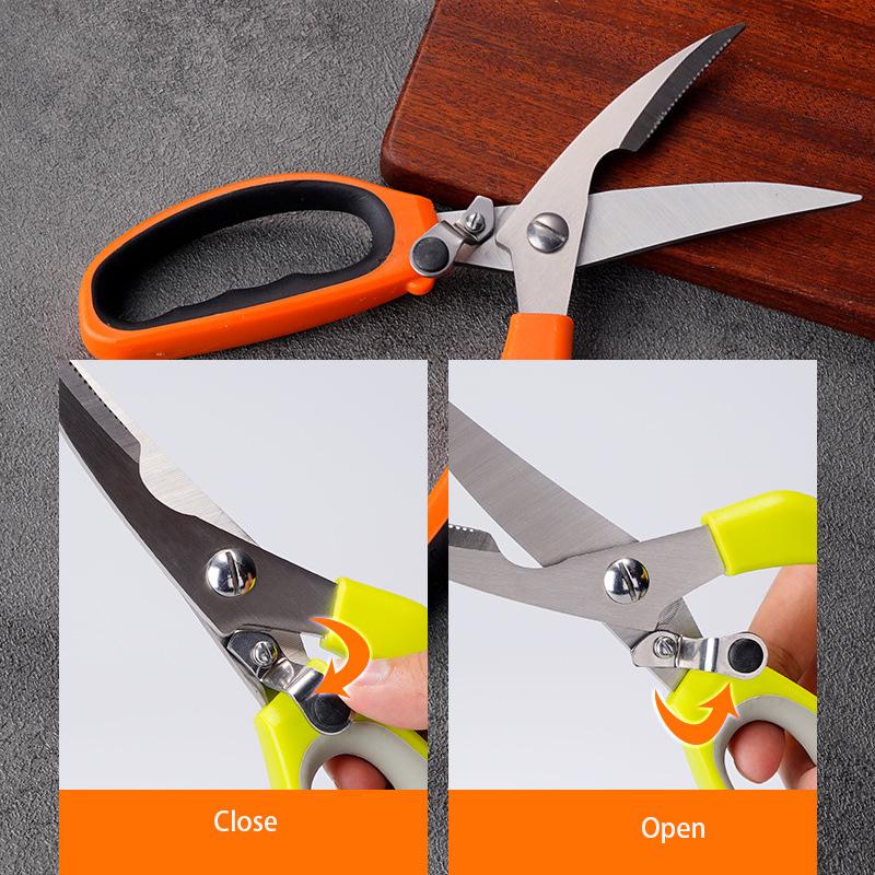 Multifunkční ostré kuchyňské nůžky z nerezové oceli, venkovní kempování, grilování, maso, kosti, kuře, řezání, domácí nůžky