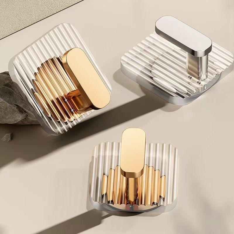 Acryl Badezimmerhaken Klar Gold Wandhaken Luxus Schlüssel Taschenhalter Stanzfrei Heimorganisation und Aufbewahrung Badezimmer Organizer