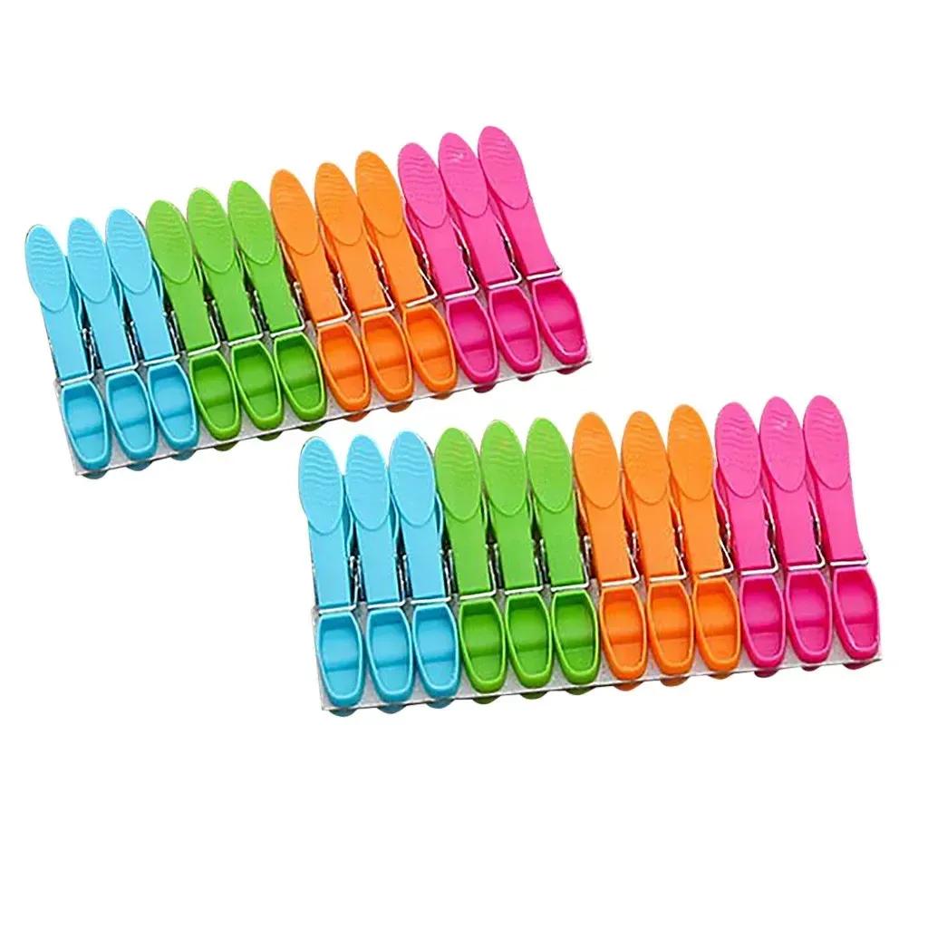 24Pcs Plastic Laundry Clothes Pins Hanging Pegs Clips Household Food Clip Clothespins Socks Underwear Drying Rack Holder