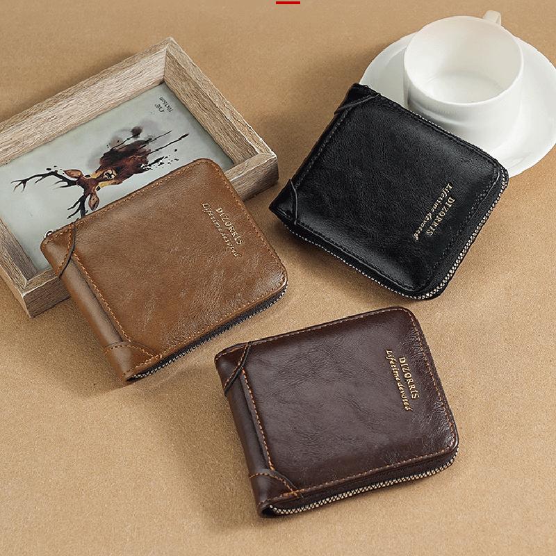 Retro Herren Leder Geldbörse Luxus Herren Tasche Männlich 3 Faltig Reißverschluss Geldklammer Kartenhalter mit Münzfach Rfid Geldbörsen Geschenke für Männer Geldbeutel