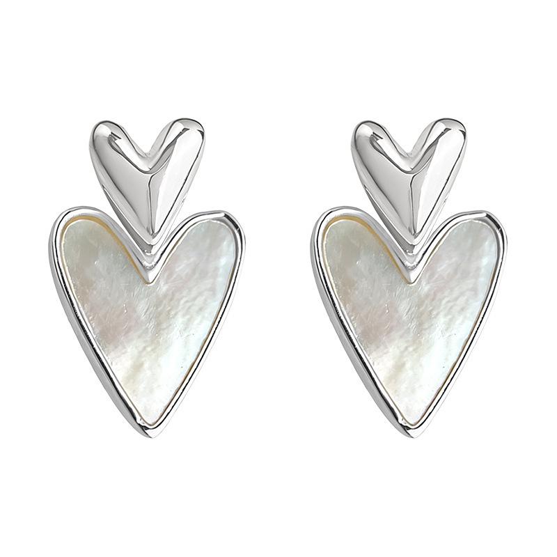 Su Bei Xian Xin Heart-Shaped Seashell Tassel Earrings - Luxurious French Elegance for a Chic Look