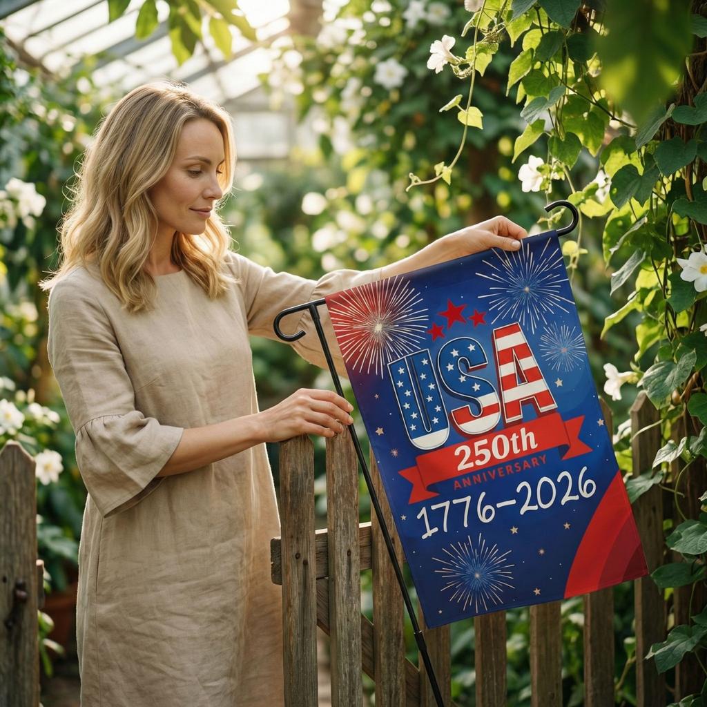The People 1776-2026 Flag Memorial Day Patriotic 250th Birthday 250 Years United States Indoor Garden Decoration (250 YEARS)