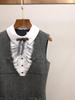 SP Family Grey Lace Bow Ruffle Vest Dress - New Spring Arrival