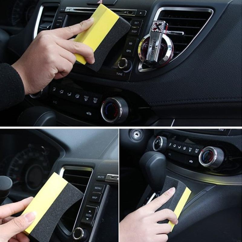 10PCS Car Wheel Hub Cleaning, Corner Wiping, Curved Surface PE Waxing, Beauty Tire Sponge Wiping, Cleaning, Car Wash Brush