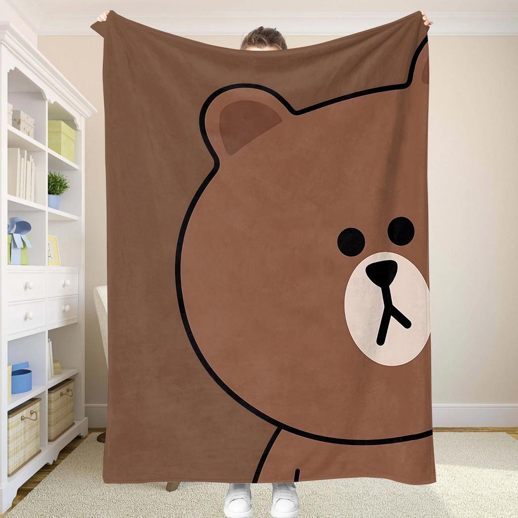 Brown Bear Decorative Throw Blanket for Sofa Bed  Summer Comforter Anime Bedspread Nap