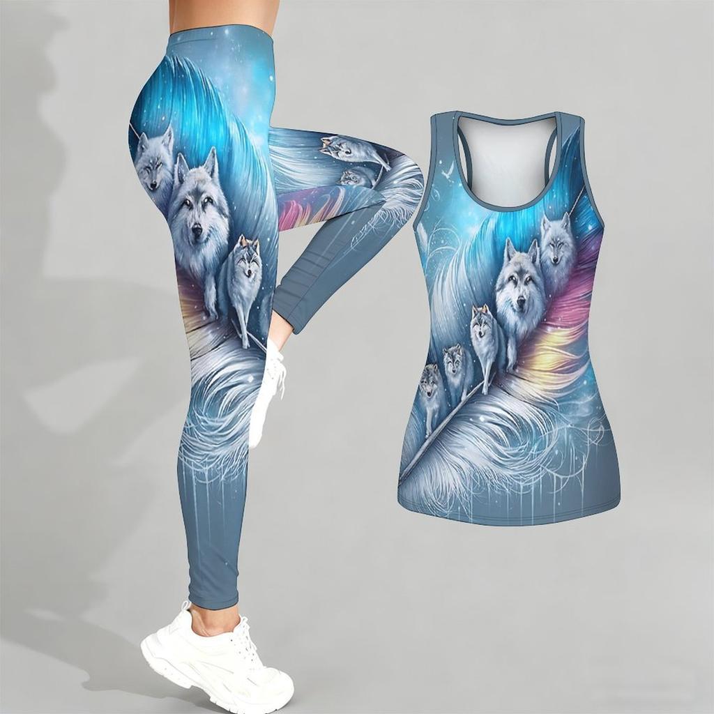 Animal Pattern Print Yoga Outfit for Women Fashion Workout Leggings Fitness Sports Casual Yoga Set Sports Suit