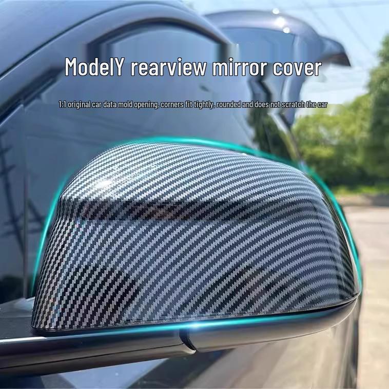 Carbon Fiber Rearview Mirror Cover for Tesla Model Y (25-Year Trade-In)