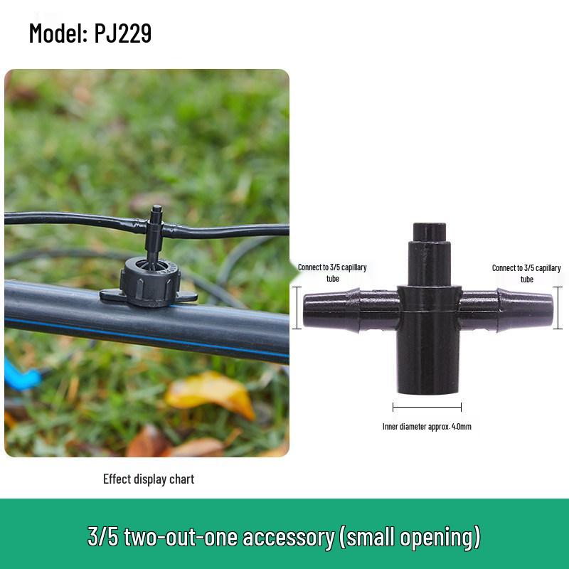 Capillary and Micro-Sprinkler Fittings: Single/Double Hooks, Tee, Straight Connector, Drip Stop, Mountain Bracket, Five-Way, Greenhouse.