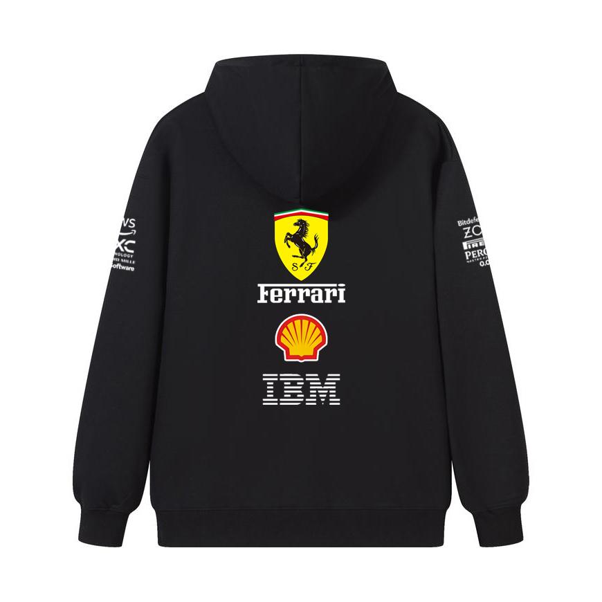 Casal Ferrari Fórmula 1 Equipe de Corrida Estampa Zíper Hoodie Solto Casual Blusão com Capuz e Zíper Moda Streetwear Pulôver