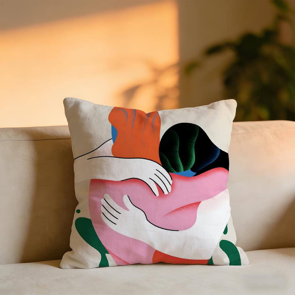 Abstract Art Color Lines Hug Cushion Cover Cozy Velvet Throw PillowSoft Warm Cushion For Sofa  Bed 30X30cm