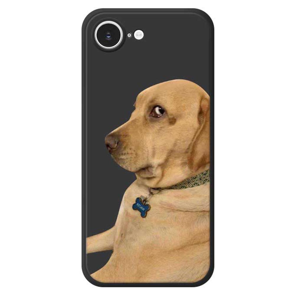 For iPhone 16e Case Yellow Dog Pattern Printing Straight Edge TPU Phone Back Cover