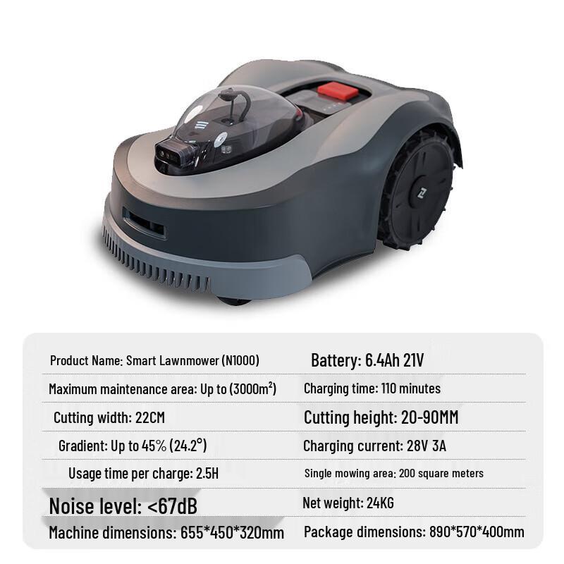 KAZZ Smart Robotic Lawn Mower N1000 CN Plug (adapter Included)