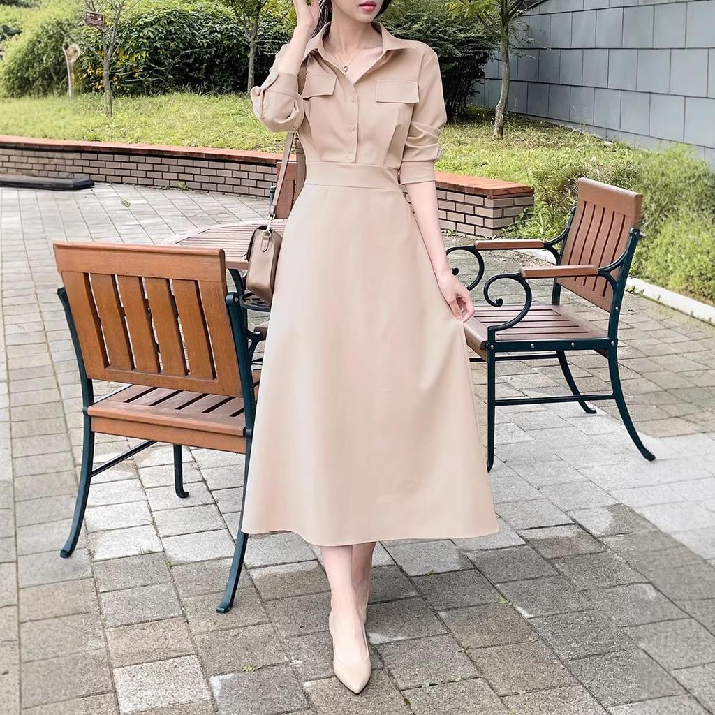 2026 Spring Korean Chic French Style Waist-Cinched Slimming Dress for Women