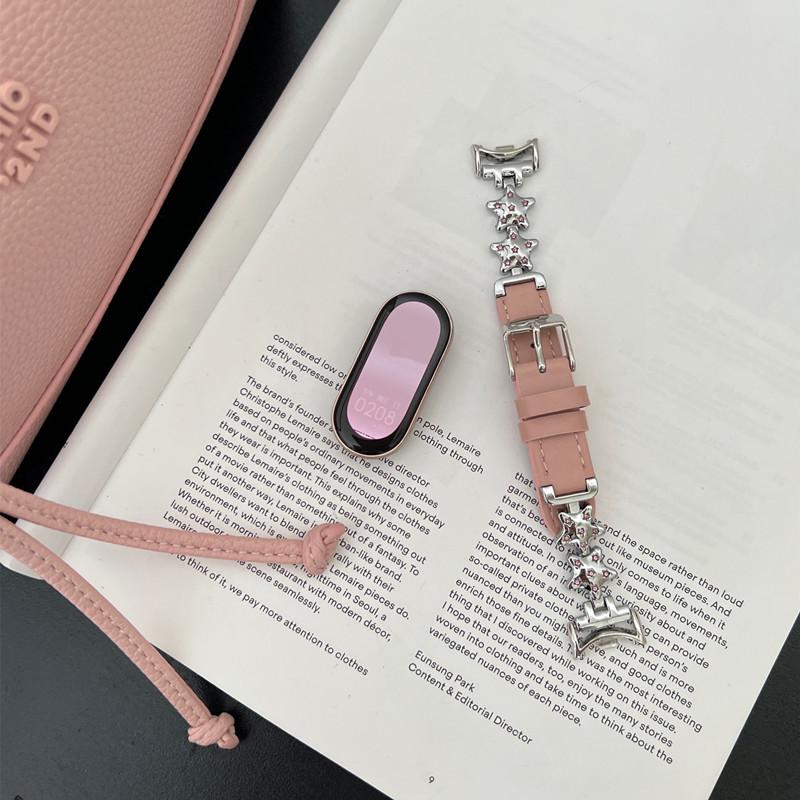 Luxury Leather Butterfly Strap For Xiaomi Mi Band 9 8 Smartwatch Band For Mi Band 8 9 Pro Sport Bracelet Wristband Replacement Red Mi Watch 4 Strap