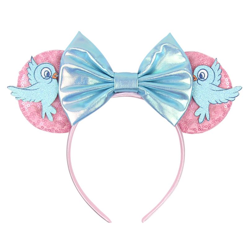 Trip Mickey Ears Headband For Girls Women Sequin Castle 5"Bow Hairband Festival Party Cosplay DIY Hair Accessories