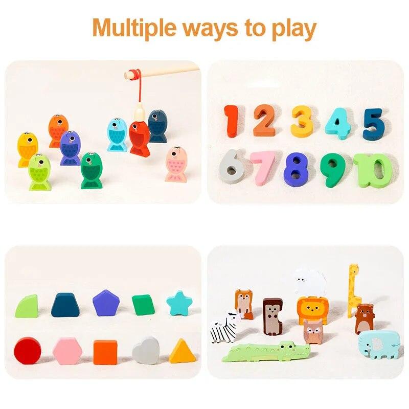 Montessori Wooden Toys Kids Busy Board Shape & Number Matching Digital Shape Educational Toys for Children Gifts